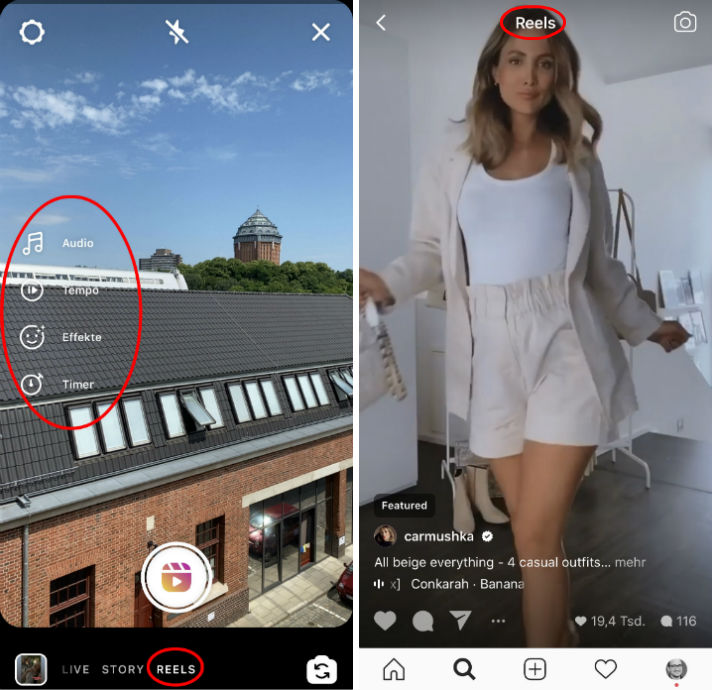 Esempio di Instagram Reel